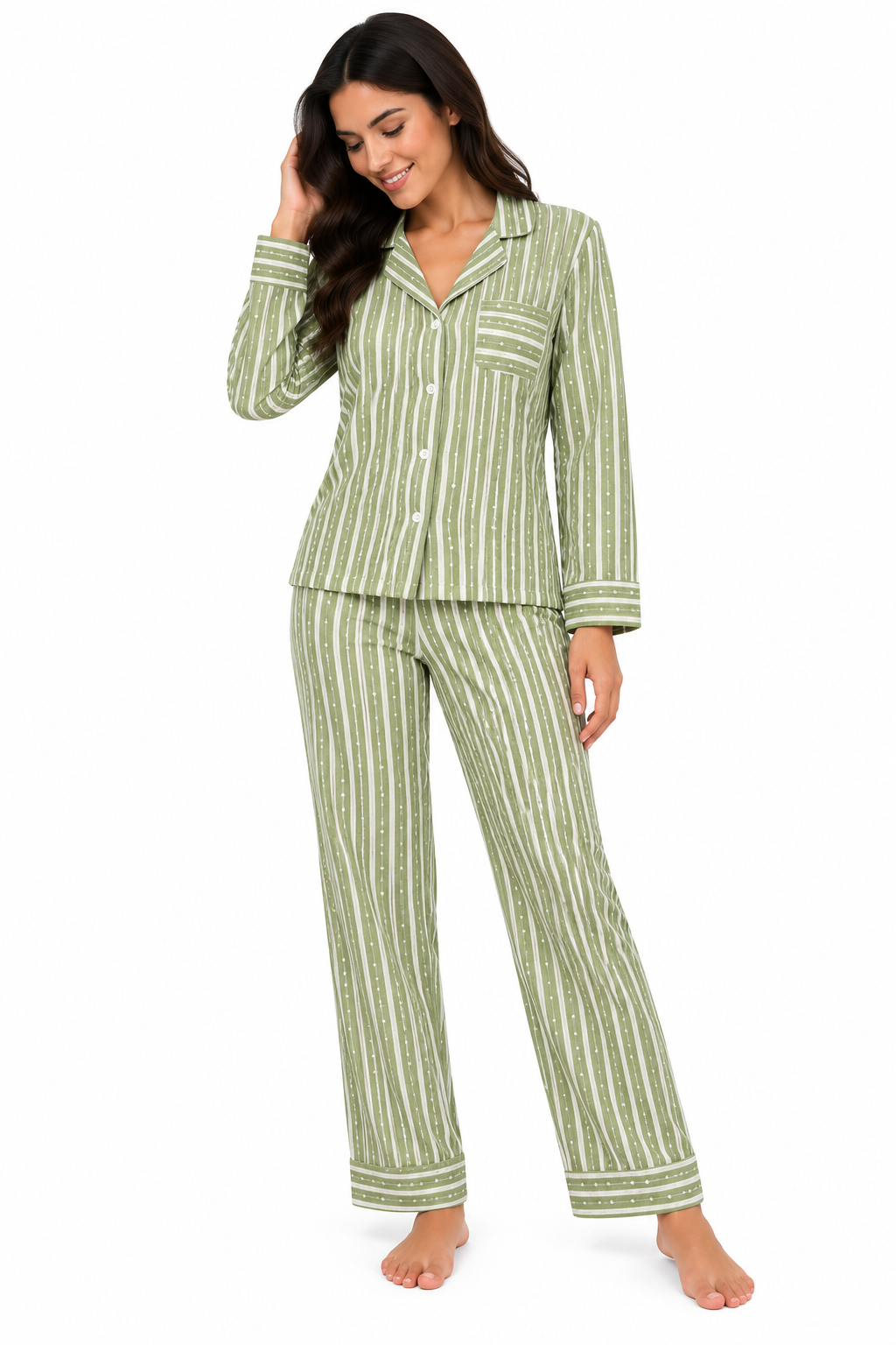 Pijama Chalis Rayas Verdes
