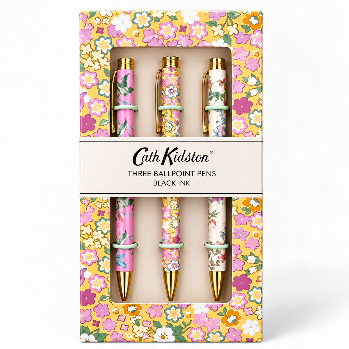 Set de 3 bolígrafos florales