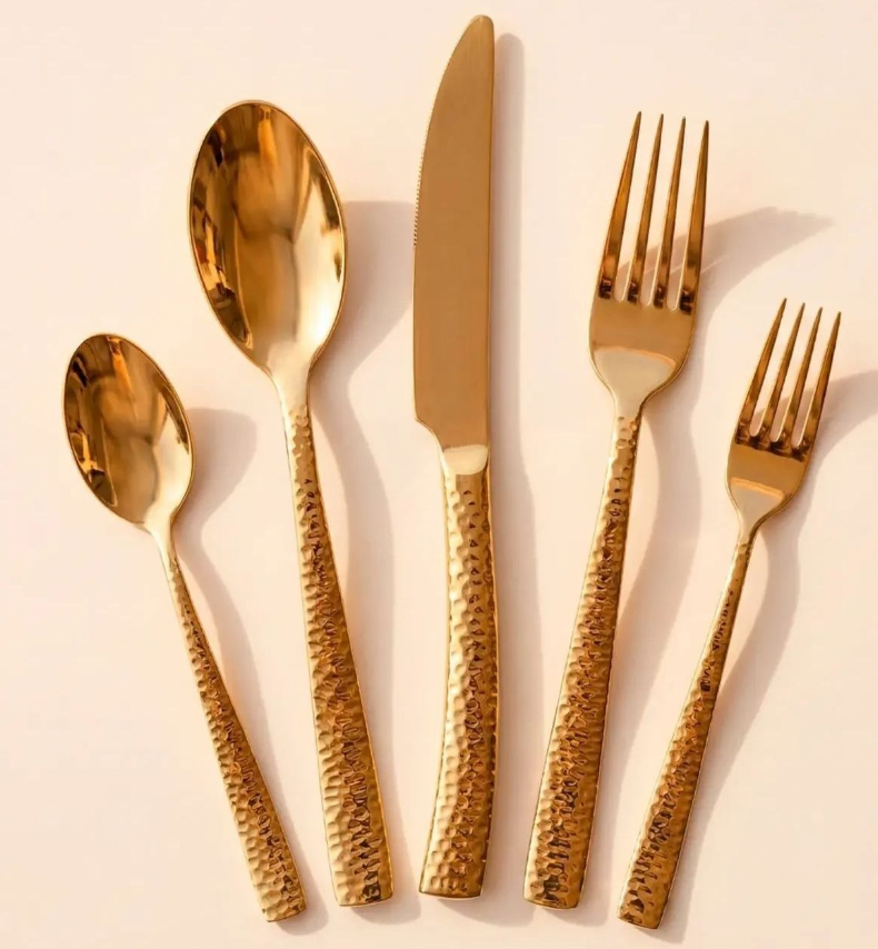 Set De 20 Cubiertos Dorado Acero Inoxidable Cantel Home