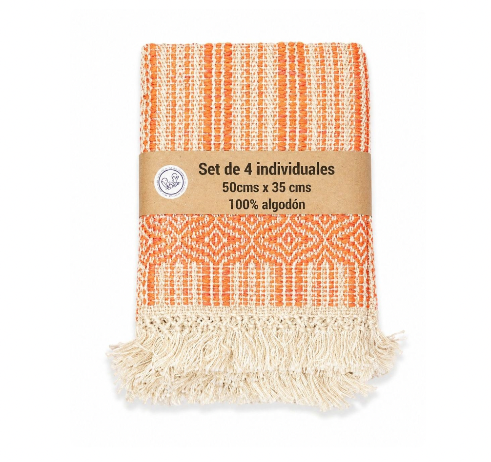 Set De 4 Individuales Naranja