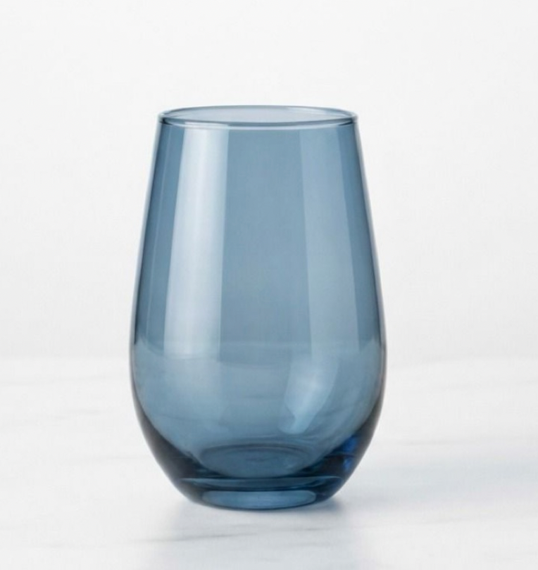 Set De 6 Vasos Vidrio Transparente Color Azul