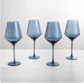 Set De 6 Copas Vidrio Transparente Color Azul