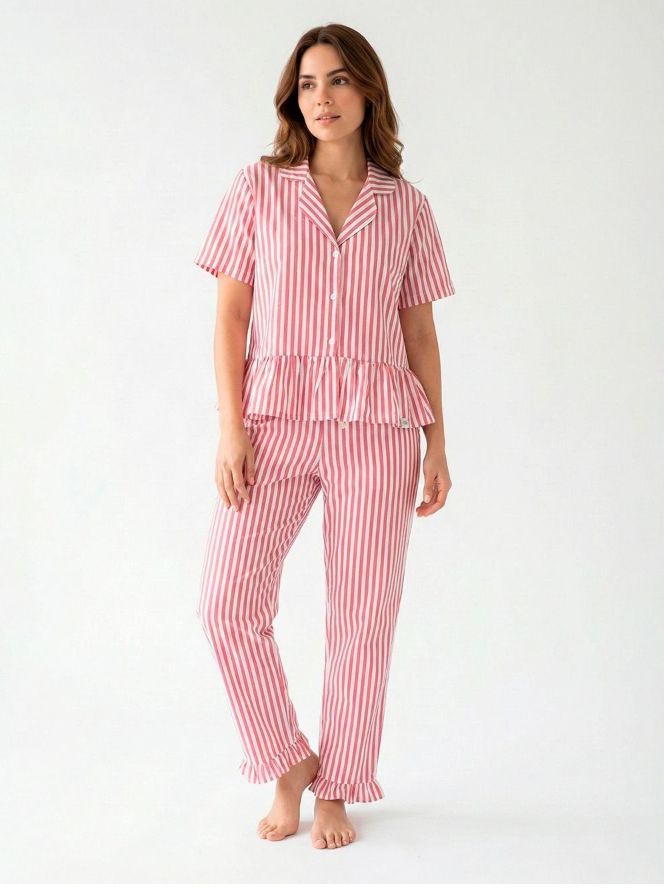 Pijama Chalis Rayas Fuscia