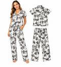 Pijama Chalis Estampado Palmera Ivory Black