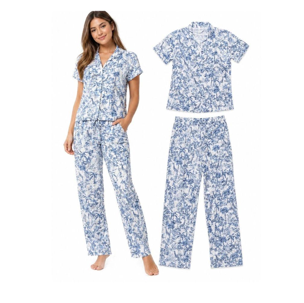 Pijama Chalis Jirafa Azul