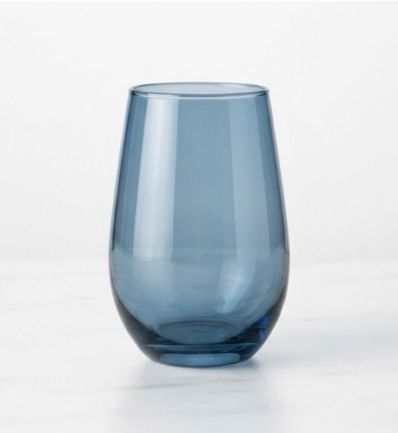 Set De 6 Vasos Vidrio Transparente Color Azul