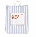 Cubrecama  Listada Celeste