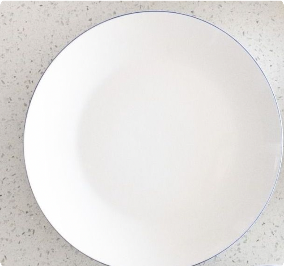 Plato 10" Blanco Borde Azul