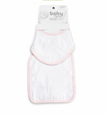 Set De Babero Triangular Y Portababa Con Bies Rosado