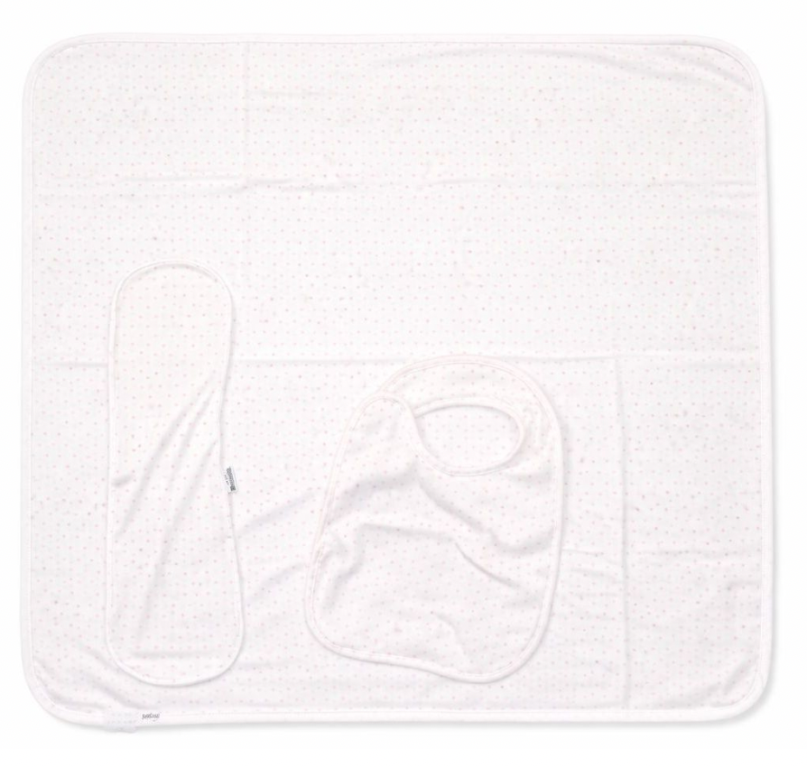 Set Babero Portababa Y Manta Puntos Rosa
