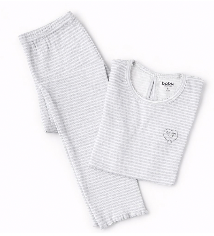 Pijama Niña Rayas Gris