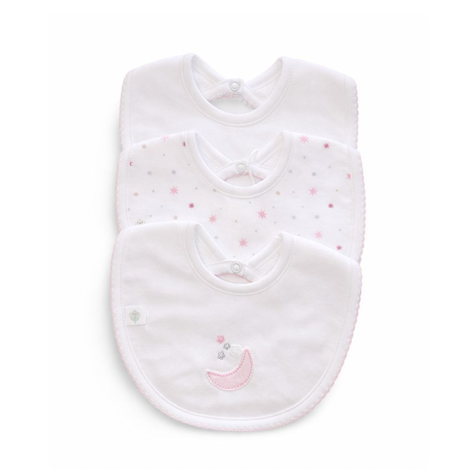 Tripack Baberos Star Rosa