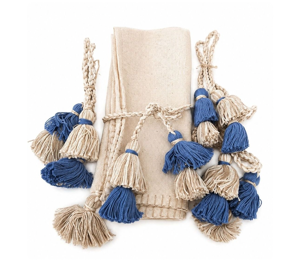Set De 4 Servilleteros Azul/Beige