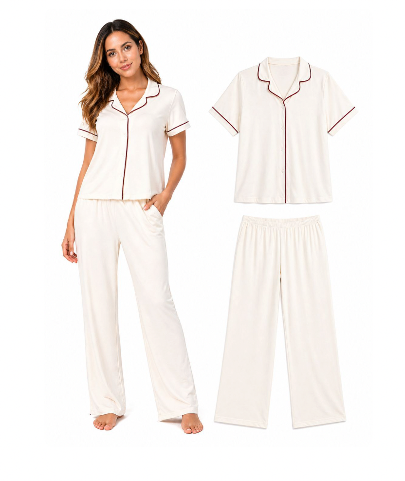 Pijama Pima/Modal Crudo Vino Tinto