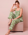 Pijama Para Dama Tiras Y Bobos Flores Verde