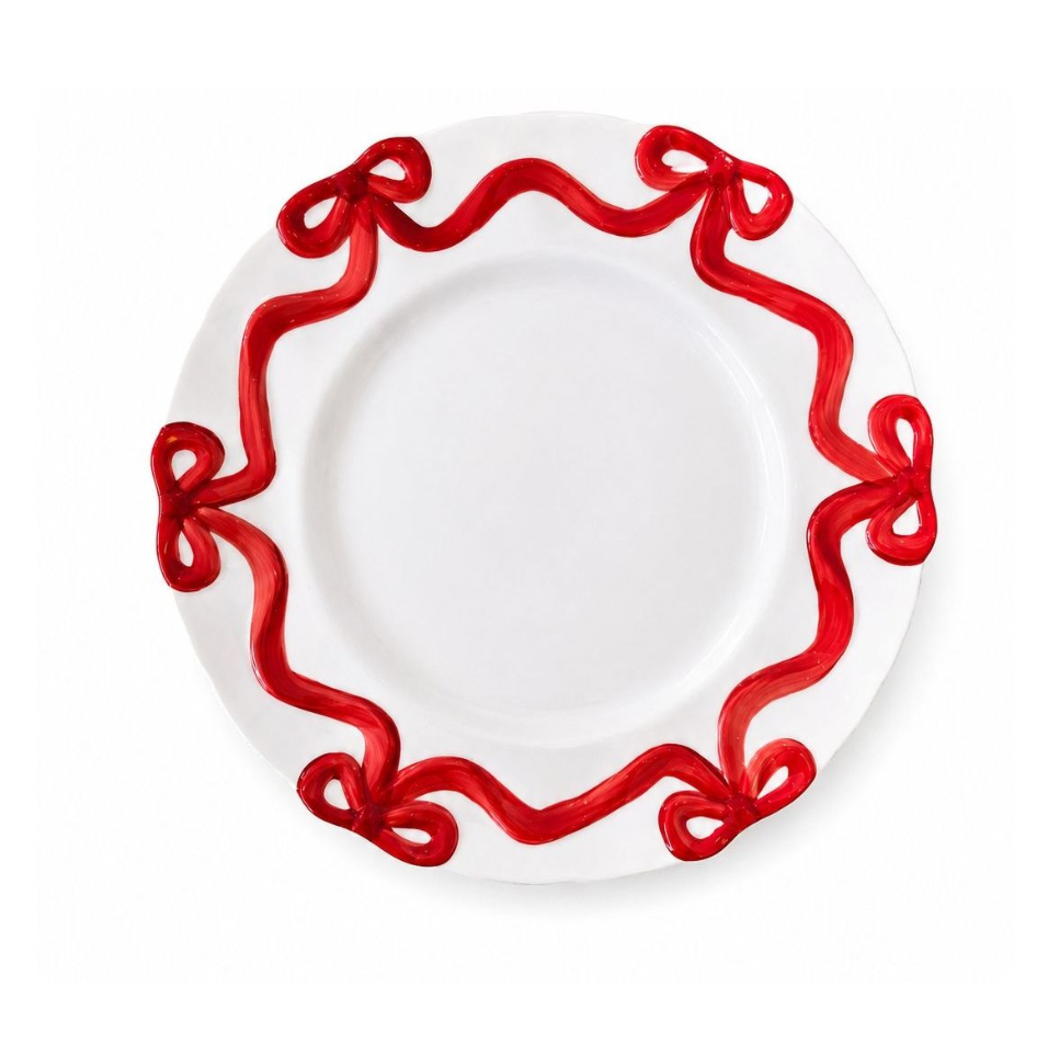 Set De 4 Platos Moños Rojo