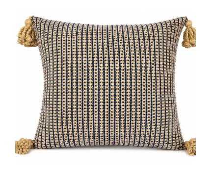 Cojín Beige Azul Nudos Esquina