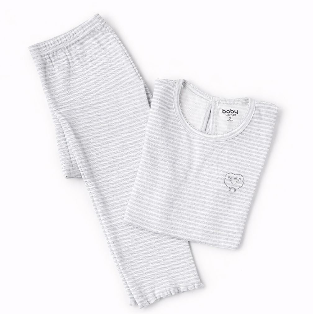 Pijama Niña Rayas Gris