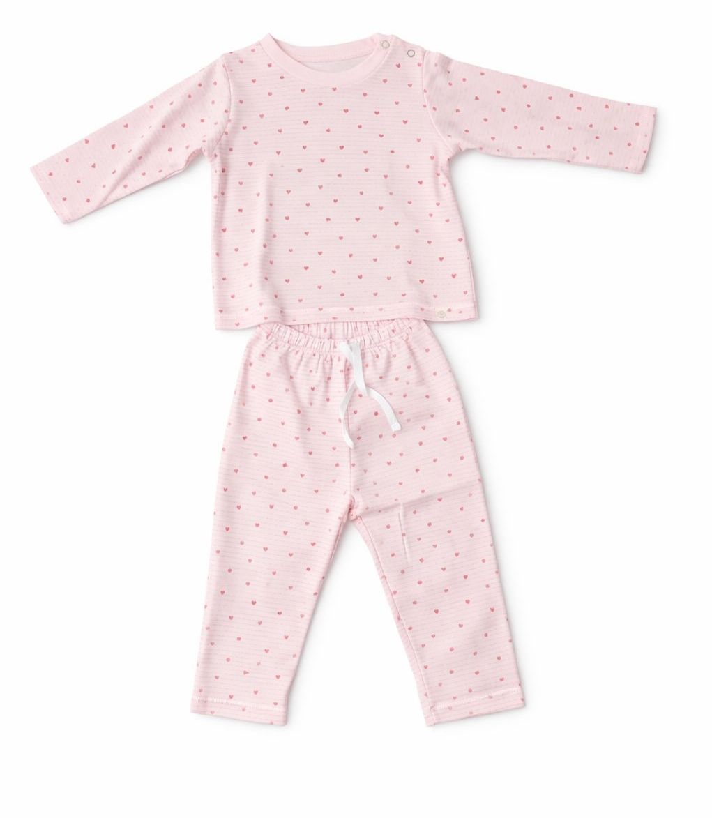 Pijama para Bebé Corazones y Rayas Rosa