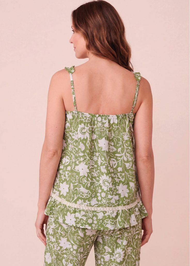 Pijama para Dama Tiras y Bobos Flores Verde