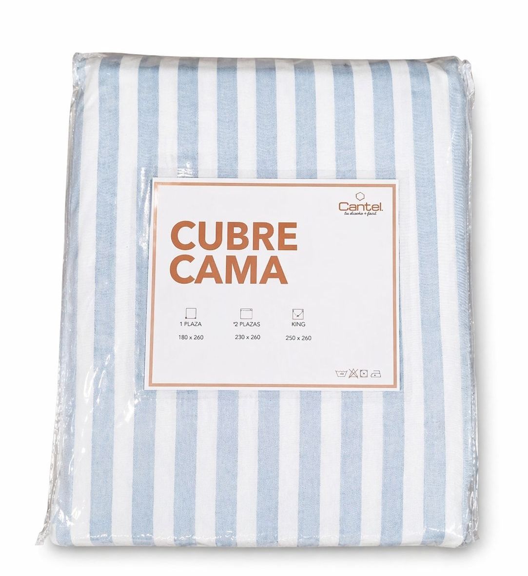 Cubrecama Listada Celeste