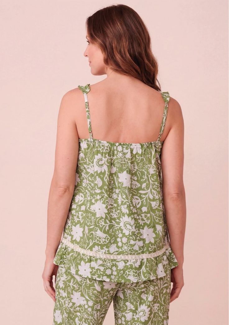 Pijama para Dama Tiras y Bobos Flores Verde