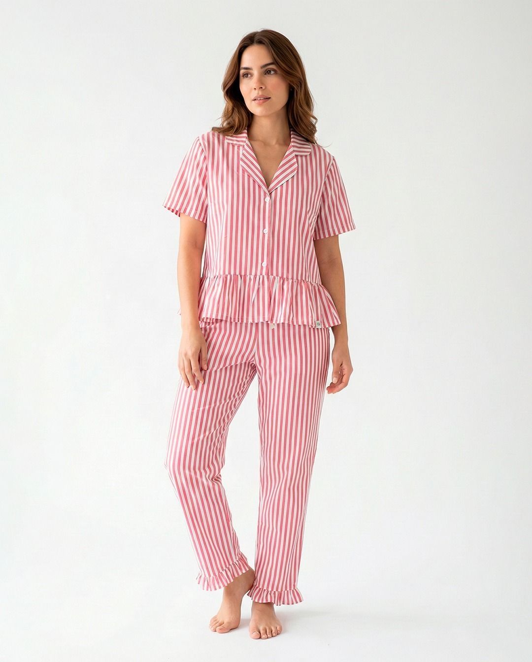 Pijama Chalis Rayas Fuscia