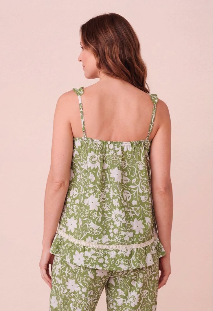 Pijama para Dama Tiras y Bobos Flores Verde