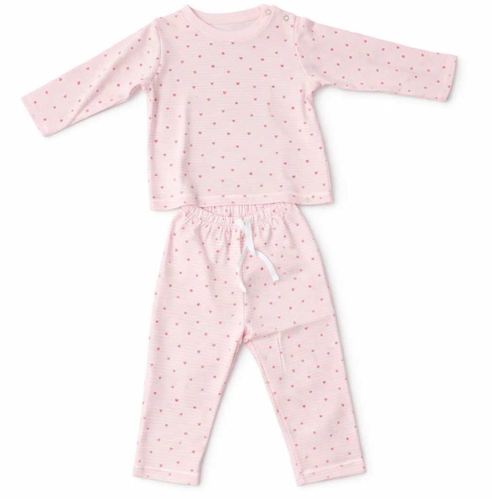 Pijama para Bebé Corazones y Rayas Rosa