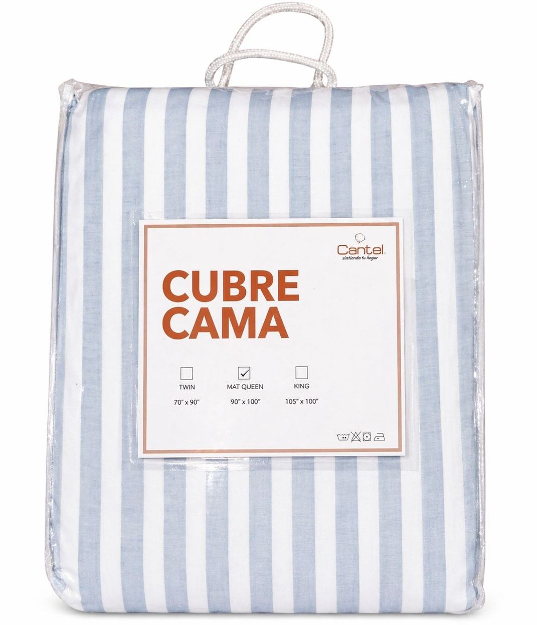 Cubrecama Listada Celeste