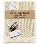 Set De 4 Individuales Diseño Rombo Natural Verde