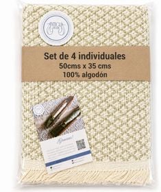 Set De 4 Individuales Diseño Rombo Natural Verde