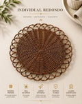 Individual Redondo Plastico Rattan Orilla Marron