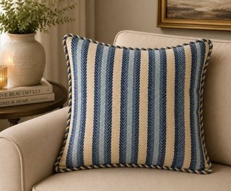 Cojin Zigzag Cordon Contorno Azul