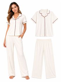 Pijama "S" Pima/Modal Crudo Vino Tinto