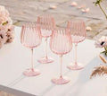Set De 4 Copas De Vidrio Transparente  Color Rosado