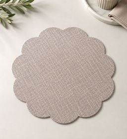 Set De 4 Individuales Redondos Pvc Ondulado Gris