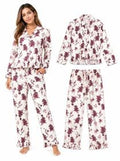 Pijama "M" Chalis Flores Rojo Vino