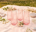 Set De 4 Vasos Transparente Color Rosado