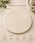 Set De 4 Individuales Redondos Tejidos Algodón Blanco