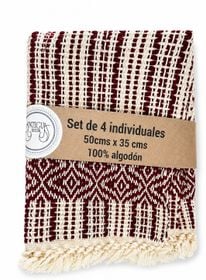 Set De 4 Individuales  Especial Combas Con Nudos Natural Corinto
