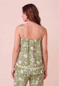 Pijama  "Xl" Para Dama Tiras Y Bobos Flores Verde