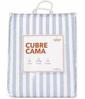 Cubrecama Matqueen Listada Celeste