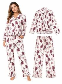 Pijama "S" Chalis Flores Rojo Vino