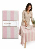 Mantel 6P Rectangular Franjas Rosado Dorado