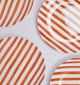 Set De 4 Platos 8" Lineas Naranja