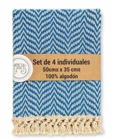 Set De 4 Individuales Especial Mariposa Beige Turquesa